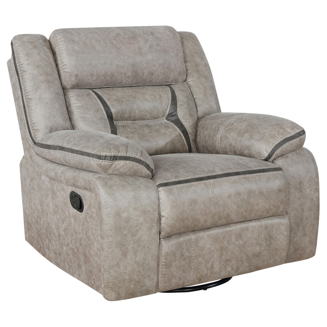 Coaster Furniture 651353 Greer Upholstered Swivel Glider Recliner Chair Taupe