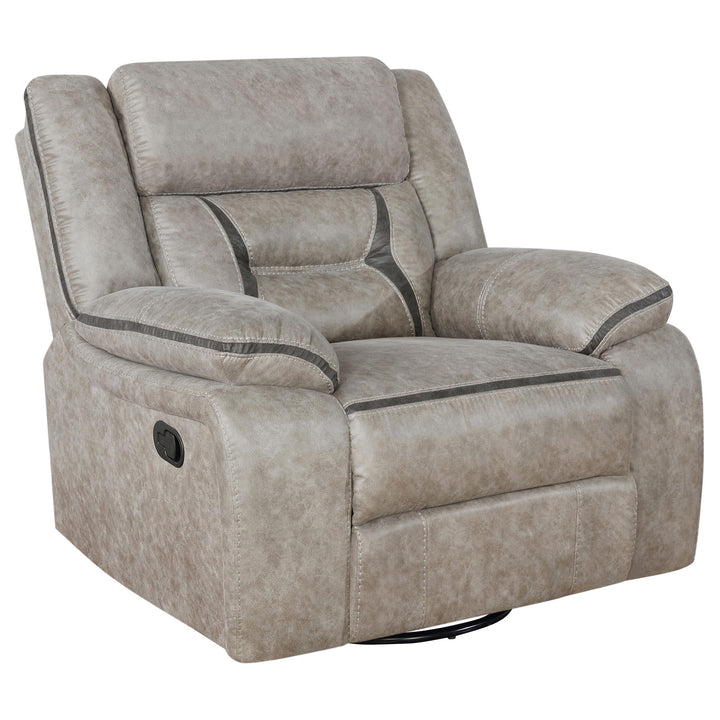 Coaster Furniture 651353 Greer Upholstered Swivel Glider Recliner Chair Taupe