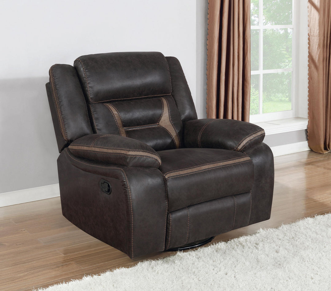 Coaster Furniture 651356 Greer Upholstered Swivel Glider Recliner Chair Brown