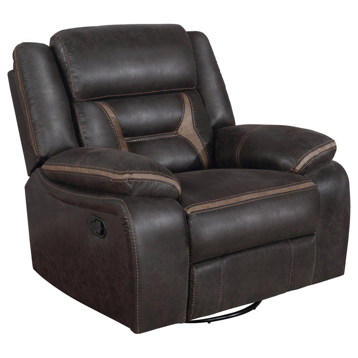 Coaster Furniture 651356 Greer Upholstered Swivel Glider Recliner Chair Brown