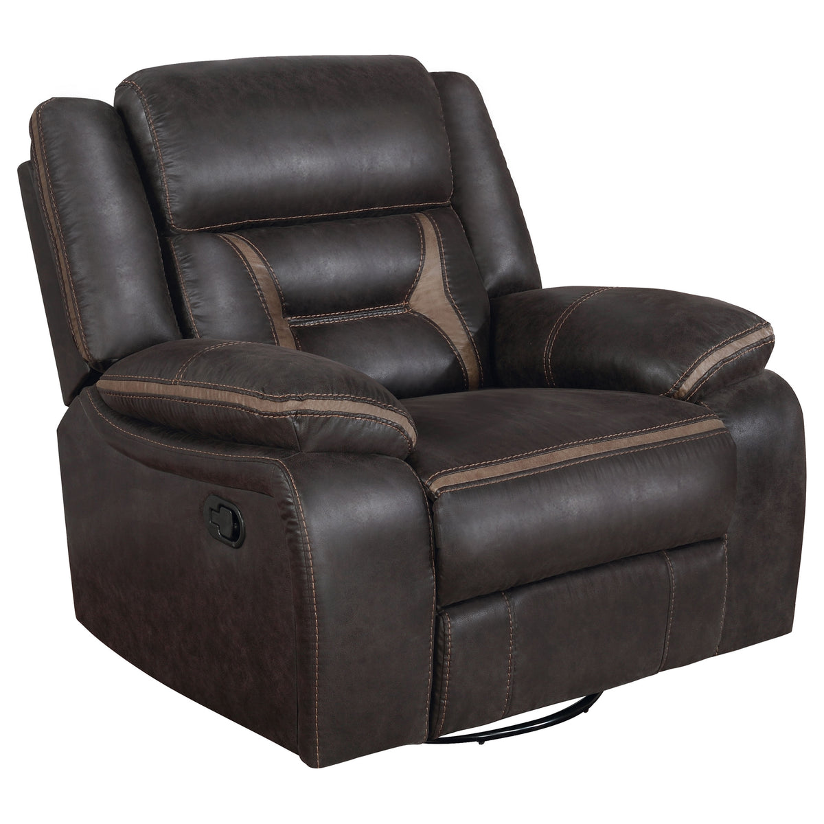 Greer - Upholstered Swivel Glider Recliner Chair - Brown