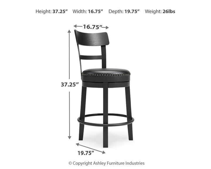 Valebeck - UPH Swivel Barstool  - Black