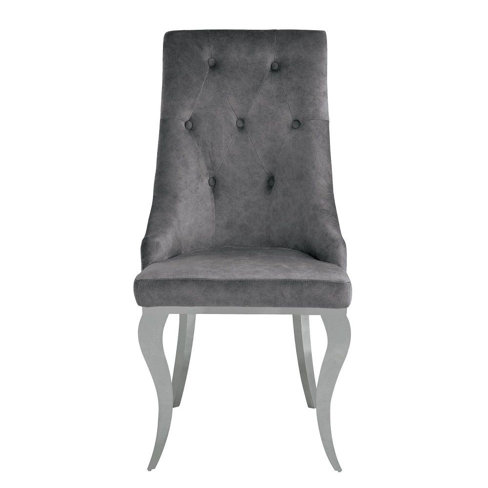 Dekel - Side Chair Set of 2) - Gray Fabric & Stainless Steel