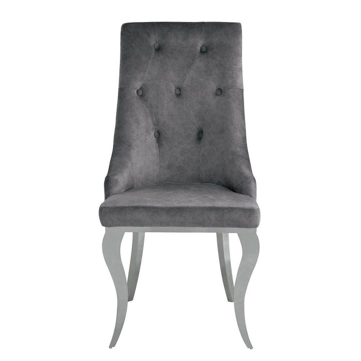 Dekel - Side Chair Set of 2) - Gray Fabric & Stainless Steel