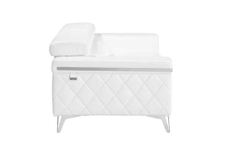 DivanItalia 1140 Loveseat with Adjustable Headrest in Top-Grain Italian Leather - White