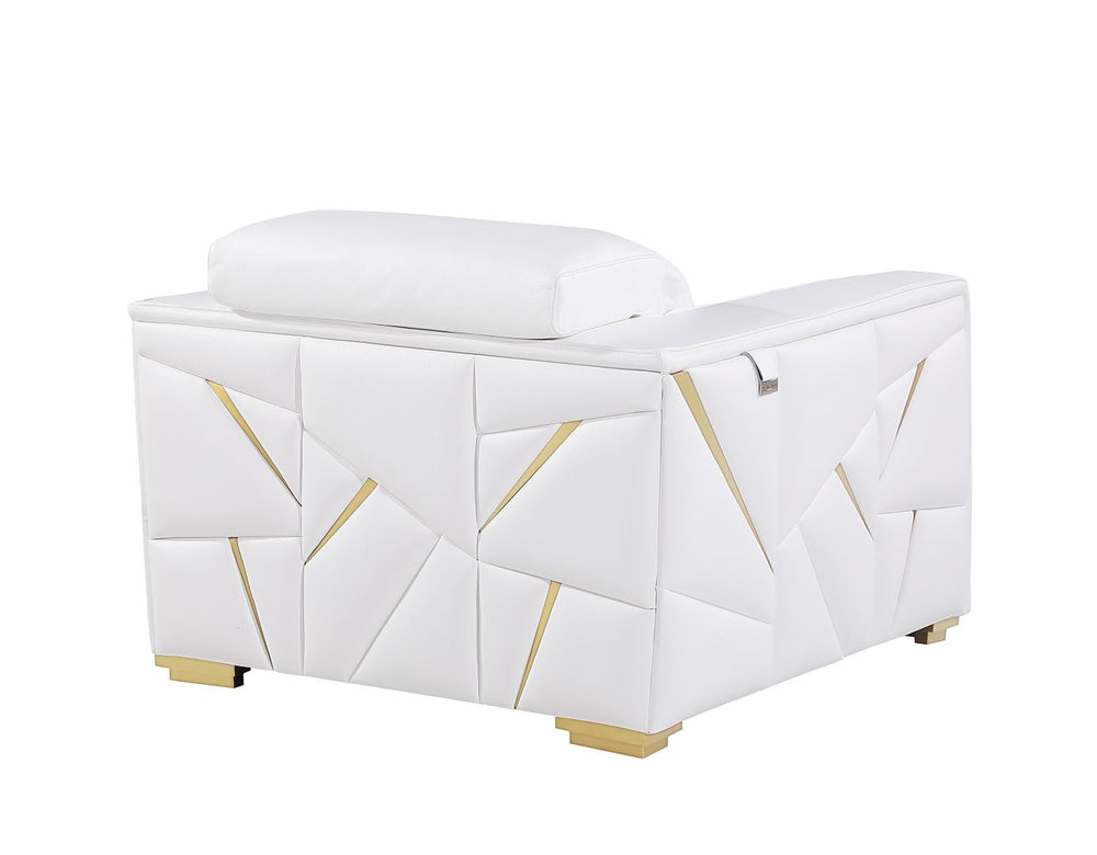 DivanItalia 1120 Chair with Adjustable Headrest in Top-Grain Italian Leather - White