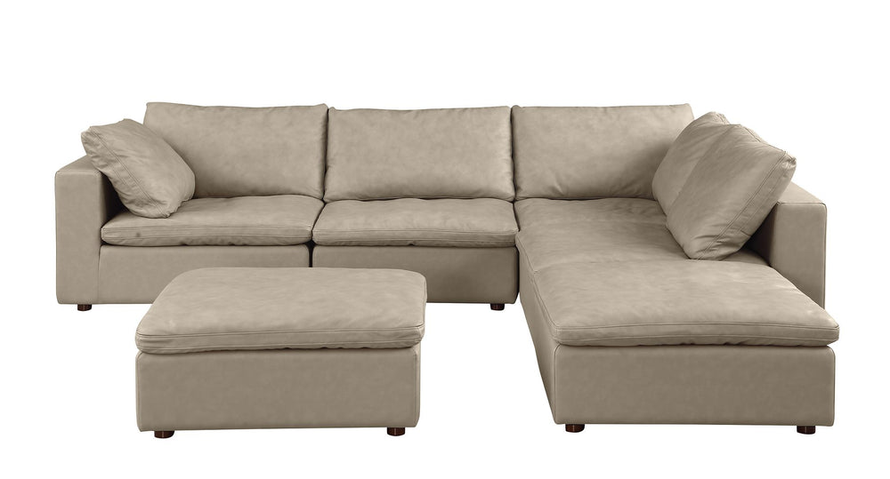 DivanItalia 1100 6-Piece Right Arm Facing 3-Seat Sectional – Top-Grain Italian Leather - Beige