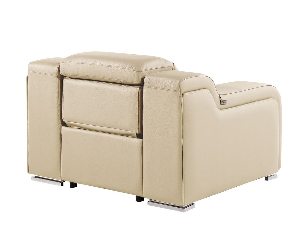 DivanItalia 1116 Top Grain Italian Leather Power Reclining Chair with Power Headrests - Beige