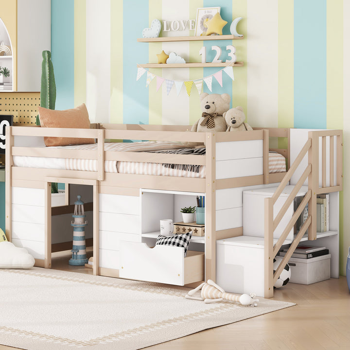 solid-wood-twin-size-low-loft-bed-with-stair-drawer-and-shelf-cream-white-color