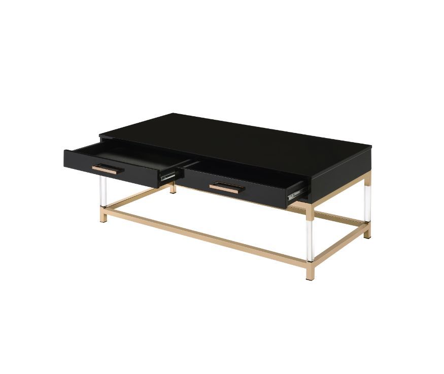 Adiel - Coffee Table - Black High Gloss & Gold