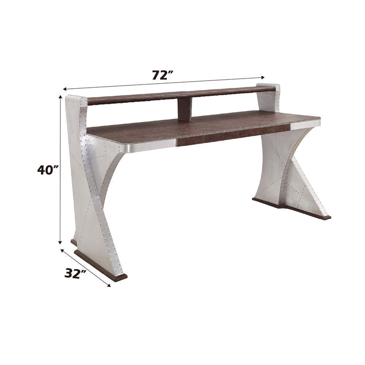 Brancaster - Executive Writing Desk - Retro Brown Top Grain Leather & Aluminum