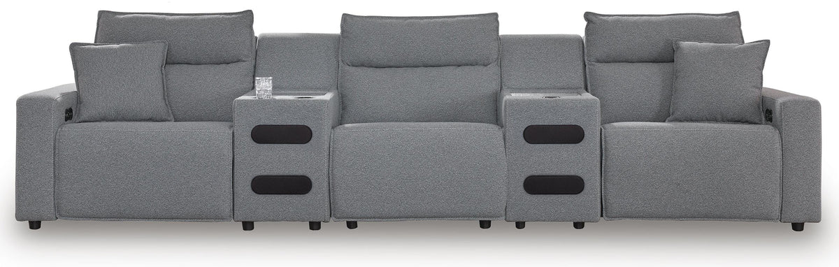 Modmax II 5-Piece Reclining Sectional with Audio Consoles - Salt and Pepper