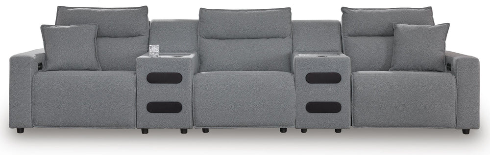 Modmax II 5-Piece Reclining Sectional with Audio Consoles - Salt and Pepper