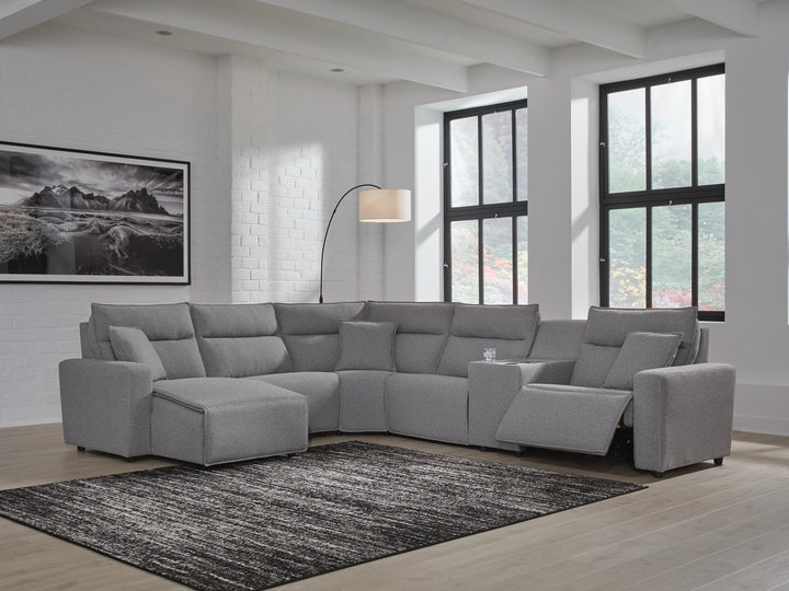 Modmax II 6-Piece Power Reclining Sectional with Chaise and Console - Salt and Pepper (2)