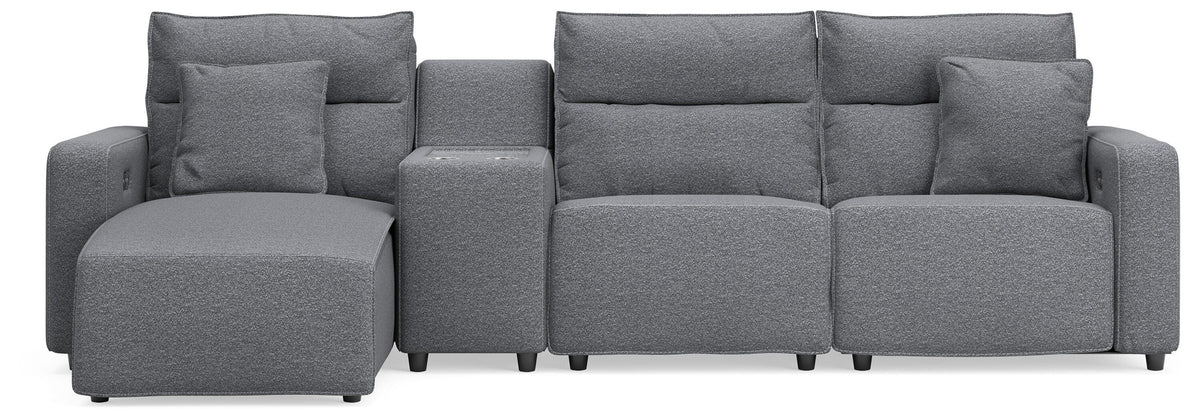 Modmax II 4-Piece Reclining Sectional with Chaise and Console - Salt and Pepper