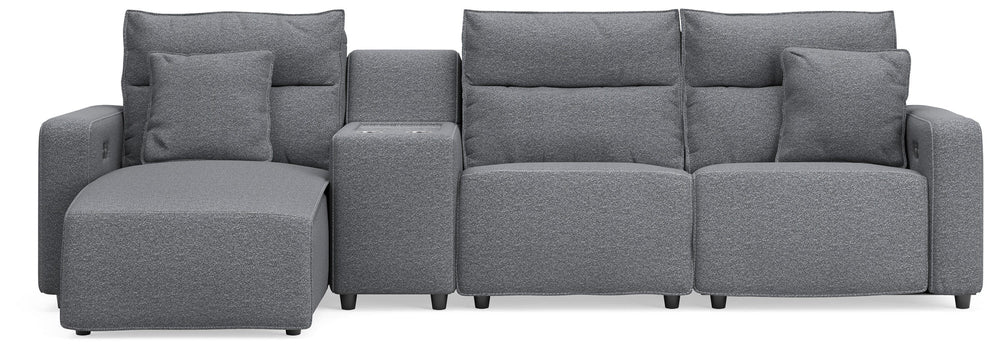 Modmax II 4-Piece Reclining Sectional with Chaise and Console - Salt and Pepper