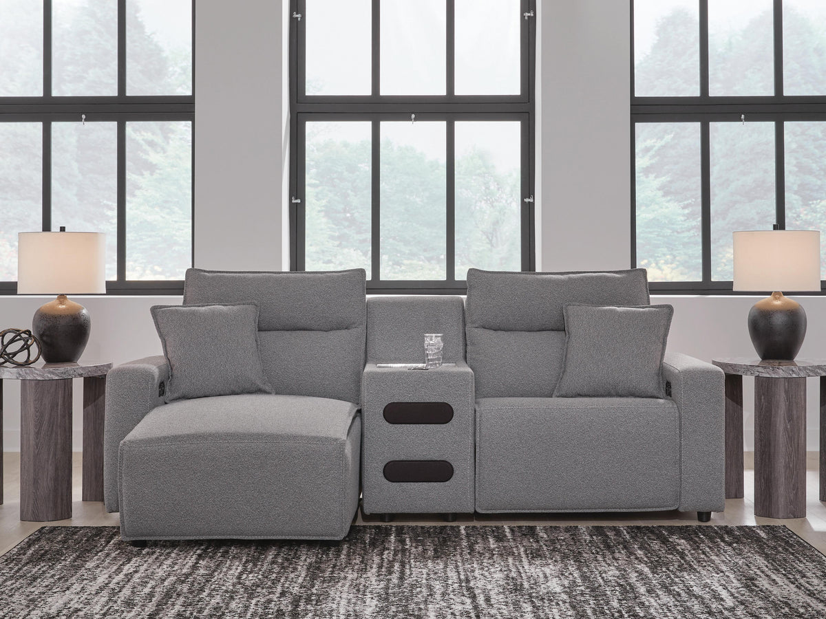 Modmax II 3-Piece Power Reclining Sectional with Chaise and Audio Console - Salt and Pepper (2)