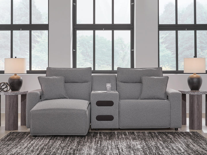 Modmax II 3-Piece Power Reclining Sectional with Chaise and Audio Console - Salt and Pepper (2)