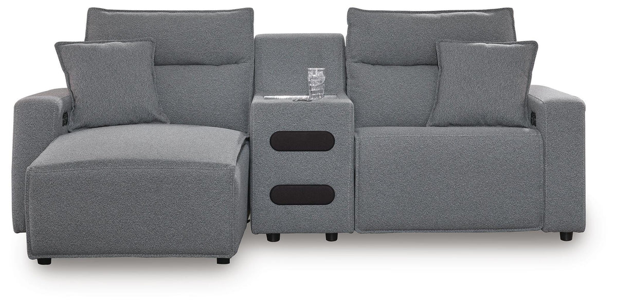 Modmax II 3-Piece Power Reclining Sectional with Chaise and Audio Console - Salt and Pepper (1)