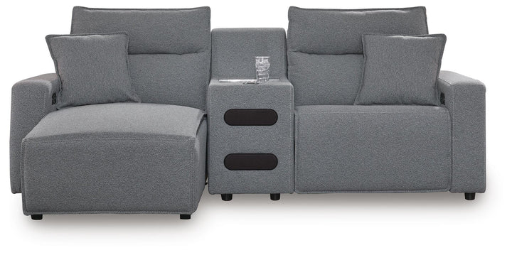 Modmax II 3-Piece Power Reclining Sectional with Chaise and Audio Console - Salt and Pepper (1)