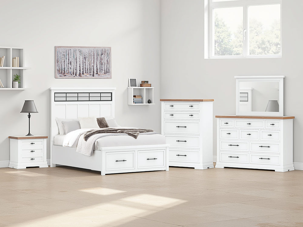 Ashbryn - Queen Panel Storage Bed - White / Natural by Ashley Furniture product image