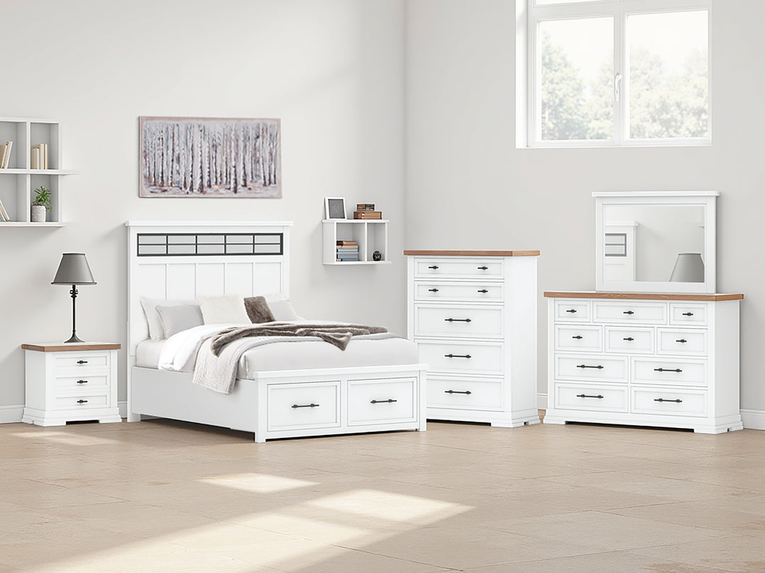 Ashbryn - Queen Panel Storage Bed - White / Natural by Ashley Furniture product image