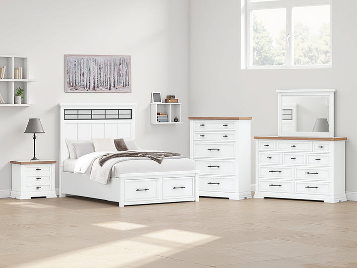 Ashbryn - Queen Panel Storage Bed - White / Natural by Ashley Furniture product image