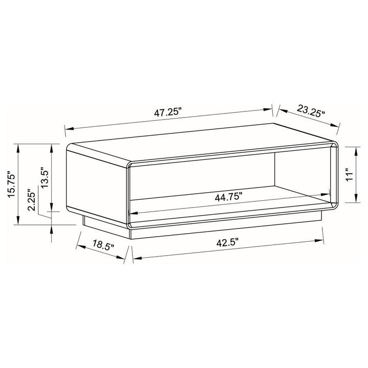 Paseo - Rectangular Cocktail Coffee Table - White High Gloss