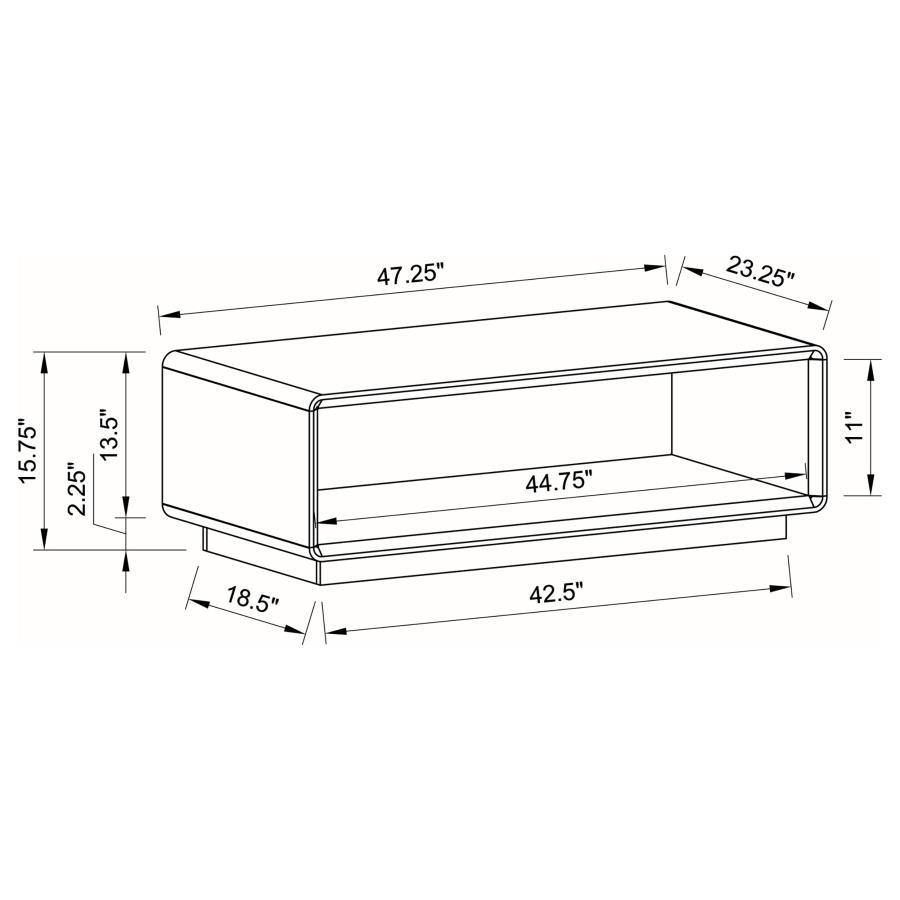 Paseo - Rectangular Cocktail Coffee Table - White High Gloss