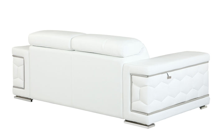 DivanItalia 692 Loveseat with Adjustable Headrest in Top-Grain Italian Leather - White
