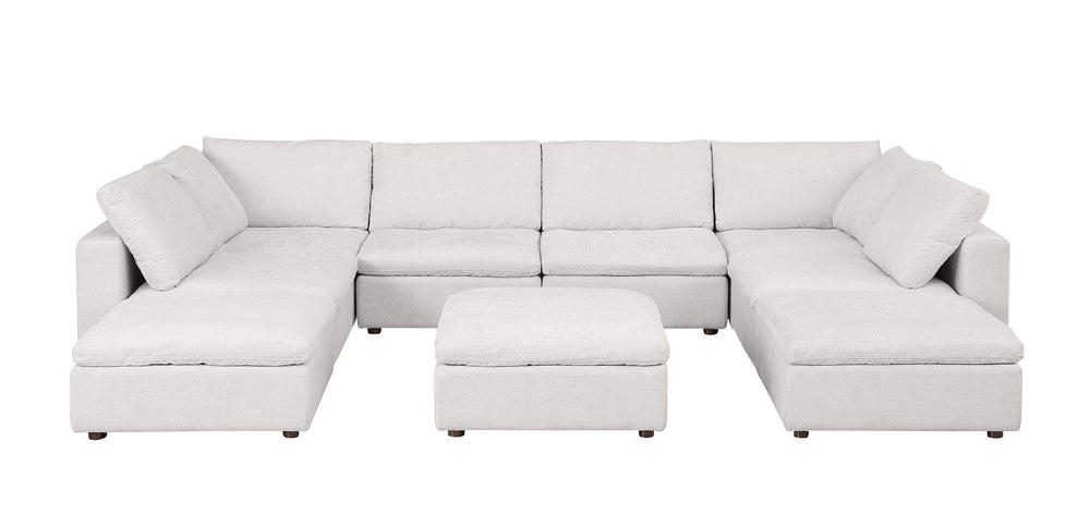 DivanItalia 1100 Top-Grain Italian Leather 9-Piece Sectional with Chaise - Light Gray