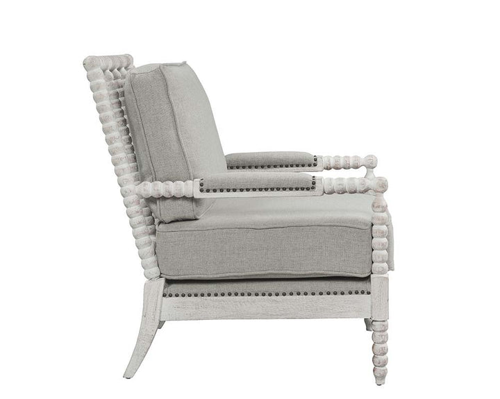 Saraid - Accent Chair - Gray Linen & Light Oak