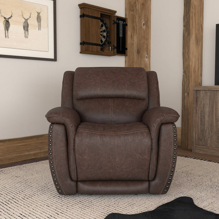 Beau Fabric Power Recliner with Power Headrest in Sable