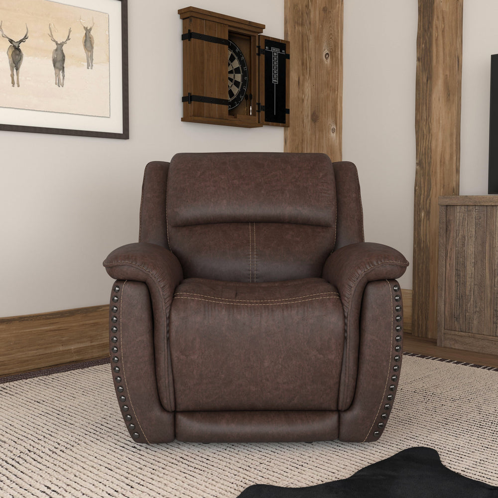 Beau Fabric Power Recliner with Power Headrest in Sable