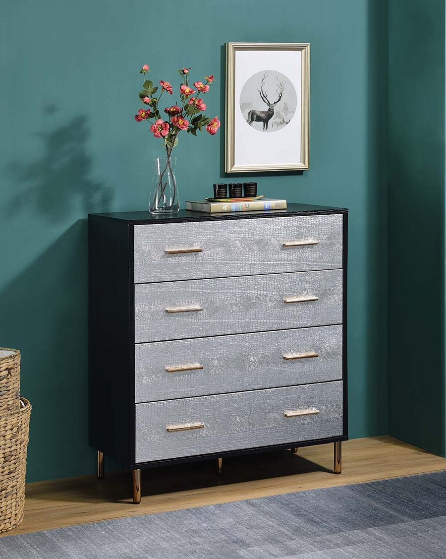 ACME Furniture Myles Chest Black, Silver & Gold