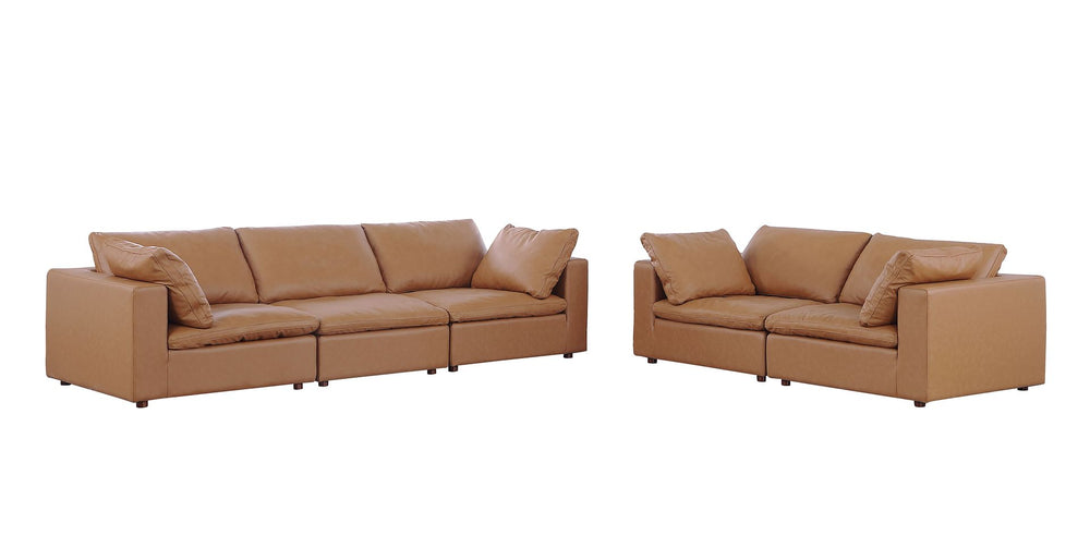 DivanItalia 1100 2-Piece Sofa Set – Top-Grain Italian Leather - Cognac