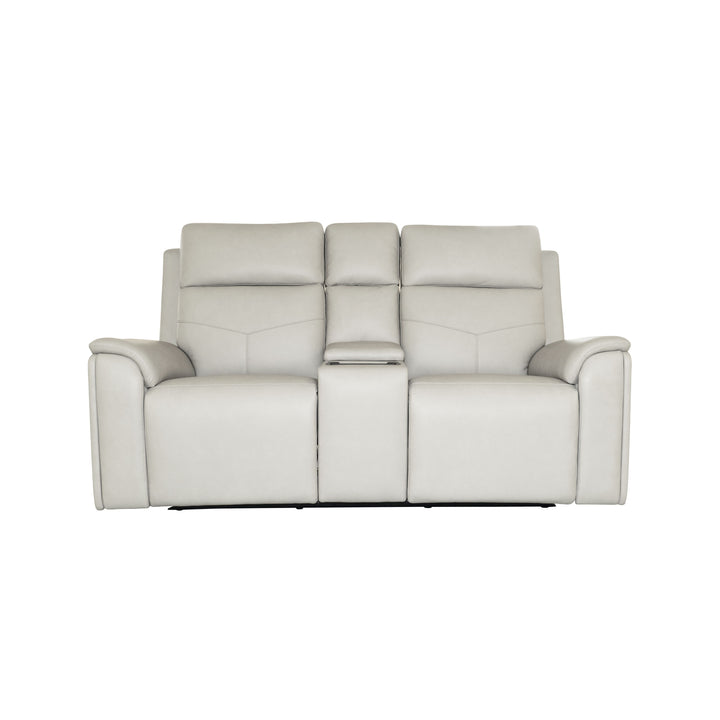 Vernon Fabric Power Reclining Loveseat with Console, Power Headrests, Lumbar, Heat &amp; Massage in Dove Grey