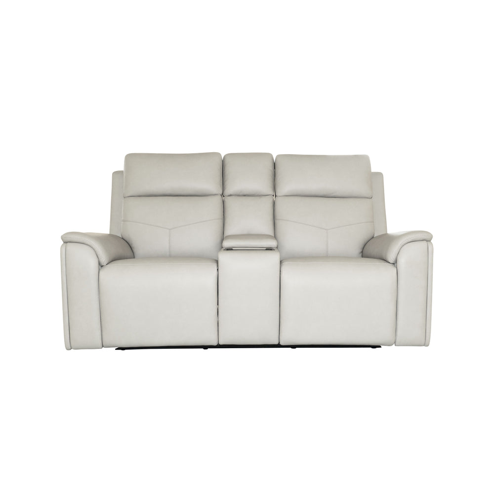 Vernon Fabric Power Reclining Loveseat with Console, Power Headrests, Lumbar, Heat & Massage in Dove Grey