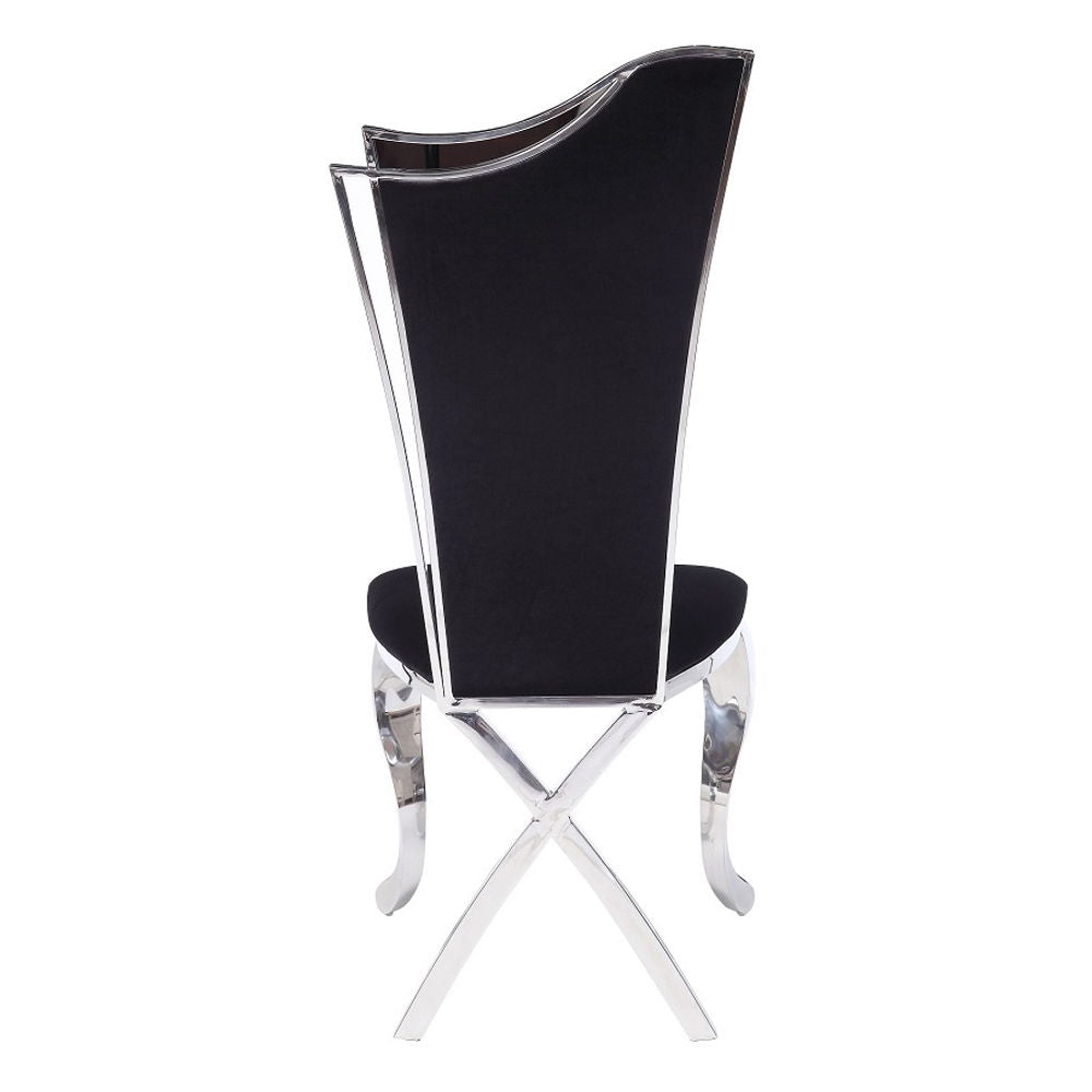 Cyrene - Side Chair Set of 2) - Black Fabric & Stainless Steel