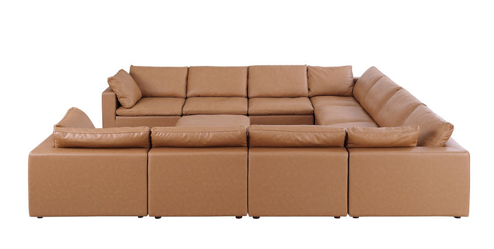 DivanItalia 1100 11-Piece U-Shaped Sectional in Top-Grain Italian Leather - Cognac