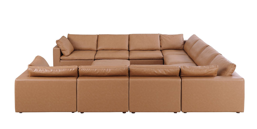 DivanItalia 1100 11-Piece U-Shaped Sectional in Top-Grain Italian Leather - Cognac