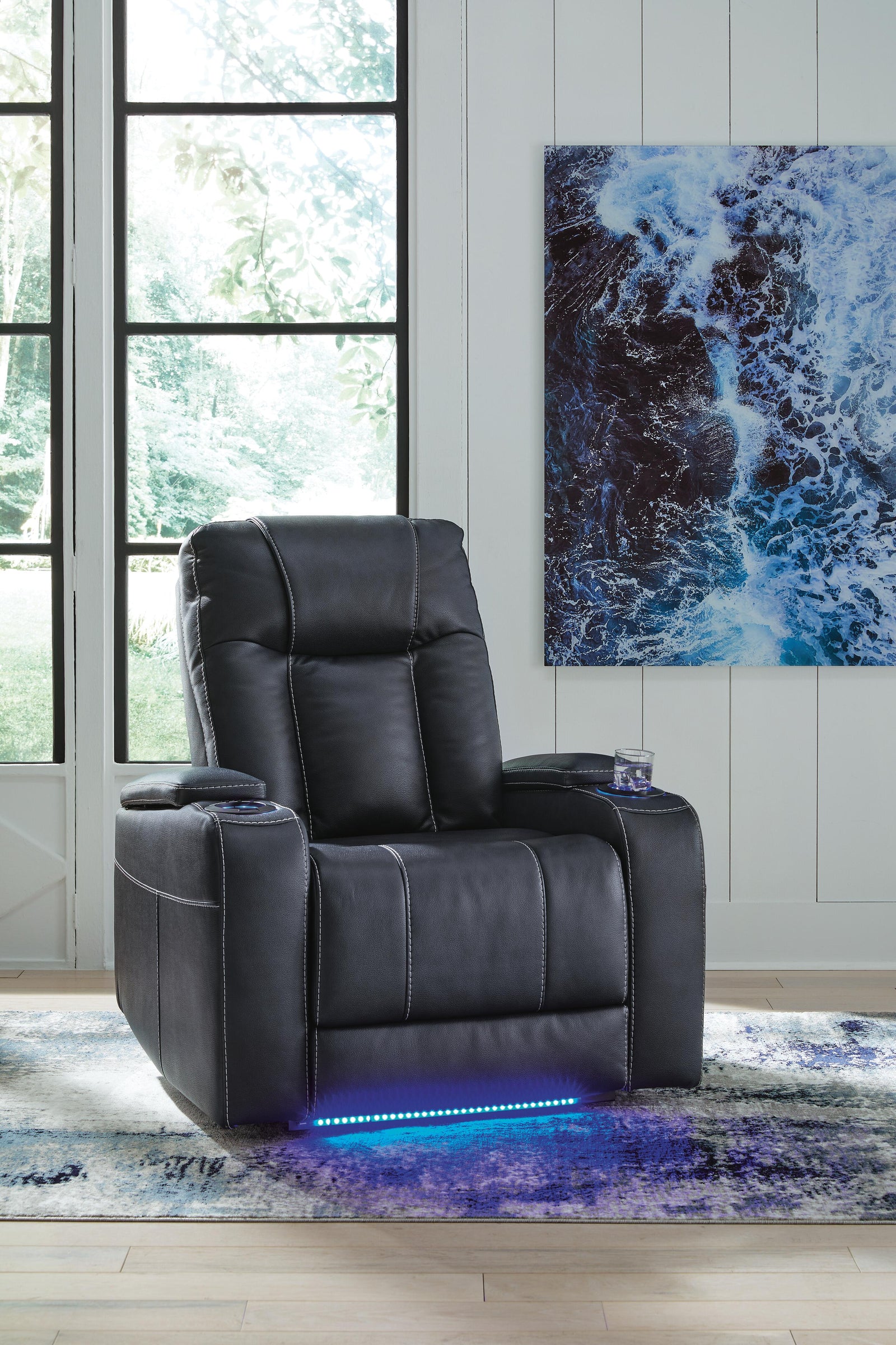 Feazada Power Recliner - Blue (2)