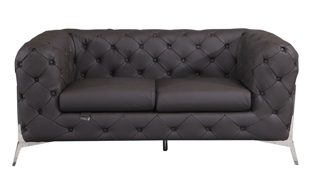 DivanItalia 970 Loveseat in Top-Grain Italian Leather - Brown
