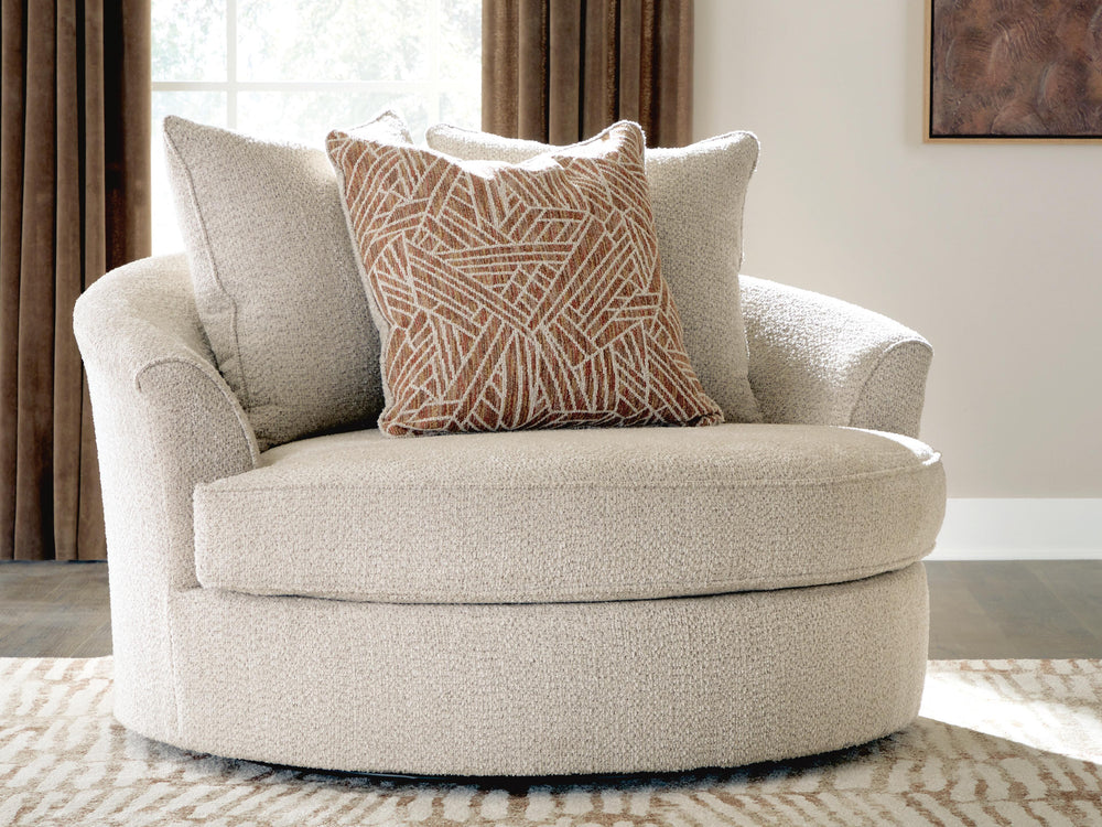 Steelwater Retreat Oversized Swivel Accent Chair - Latte (2)