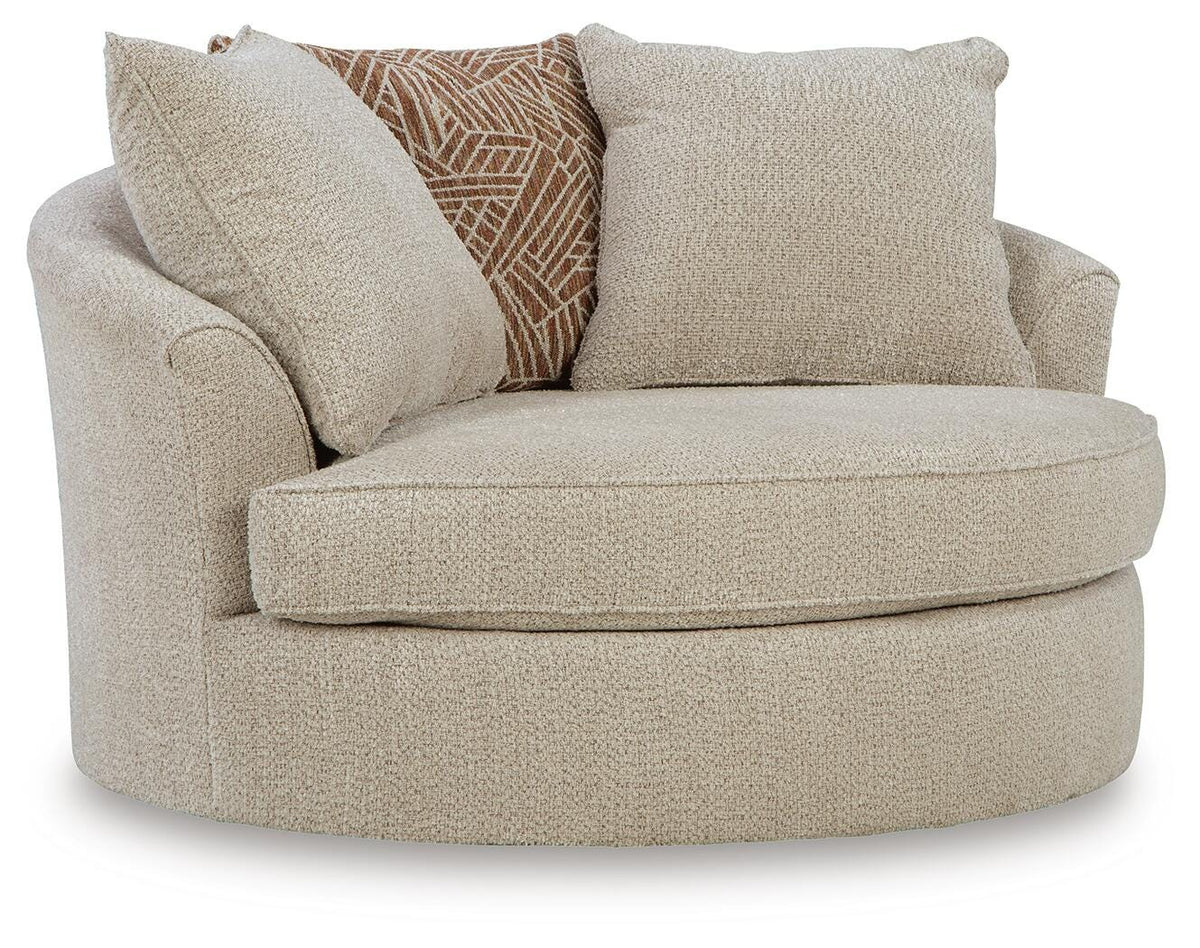 Steelwater Retreat Oversized Swivel Accent Chair - Latte (1)