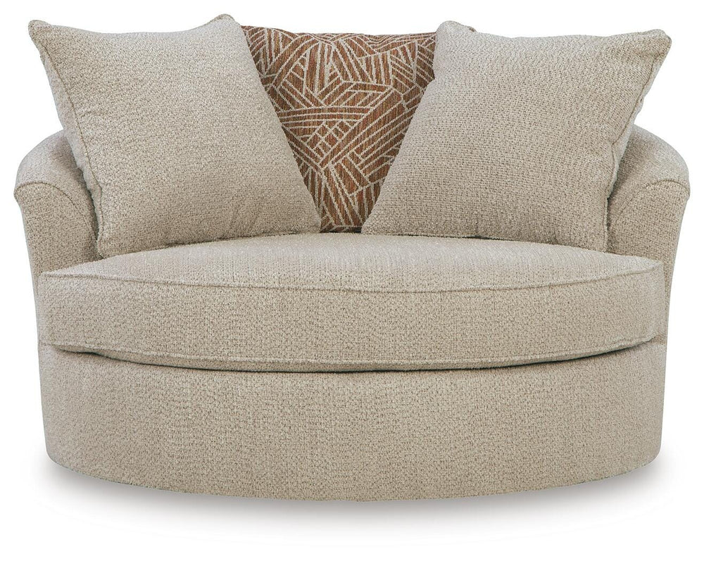Steelwater Retreat Oversized Swivel Accent Chair - Latte (3)