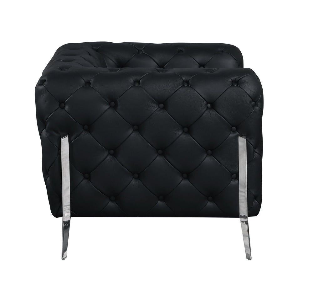 DivanItalia 970 Italian Leather Black Loveseat - alternate view 4