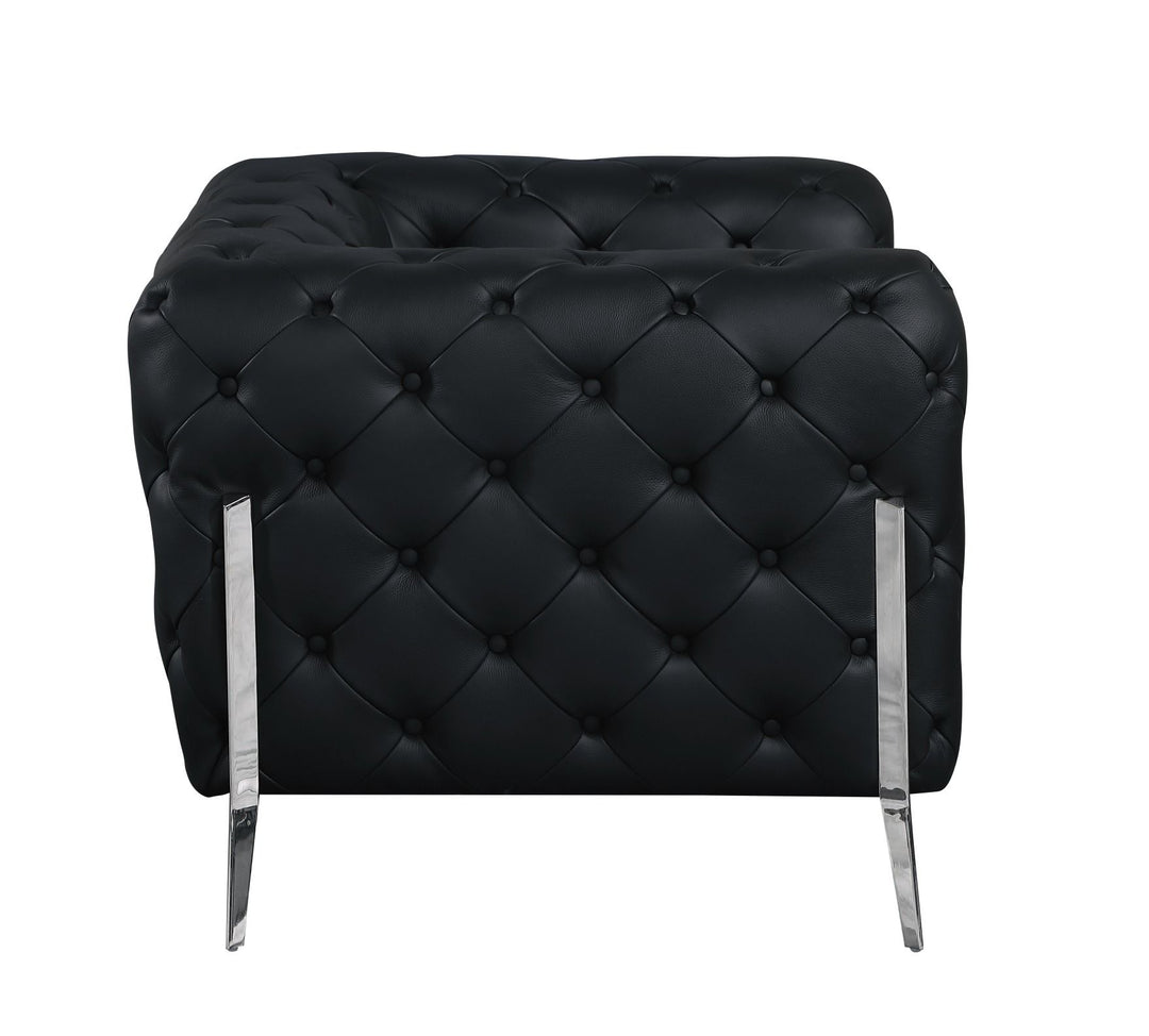 DivanItalia 970 Italian Leather Black Loveseat