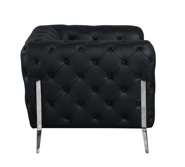 DivanItalia 970 Italian Leather Black Loveseat