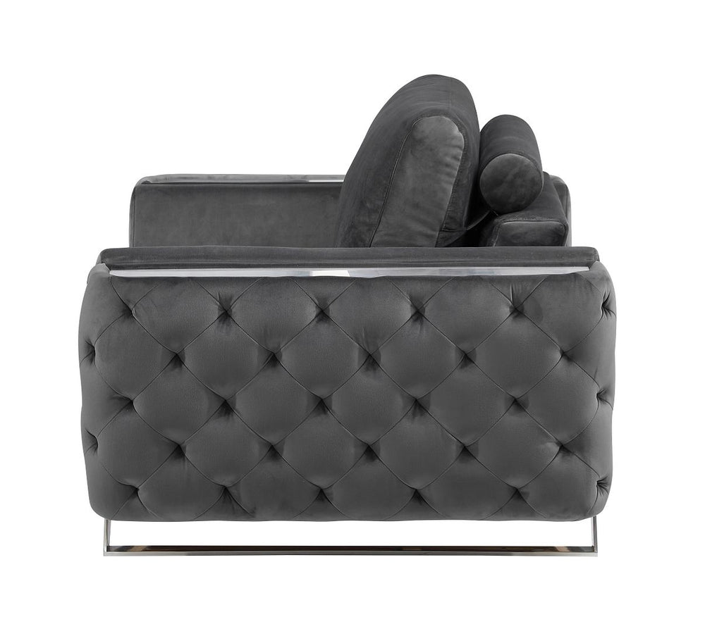 DivanItalia 1051 Chair in Velvet Fabric - Dark Gray